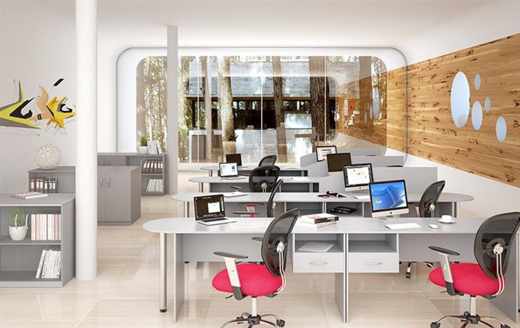 Комплект офисной мебели SIMPLE с эргономичными столами и тумбами в Пензе - изображение 1